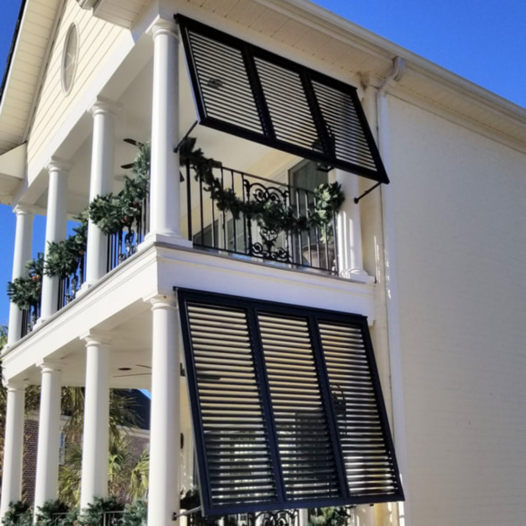 Bahama porch or patio shutters