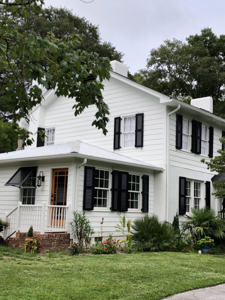 Black and White Exterior Design with Endurance Shutters. 